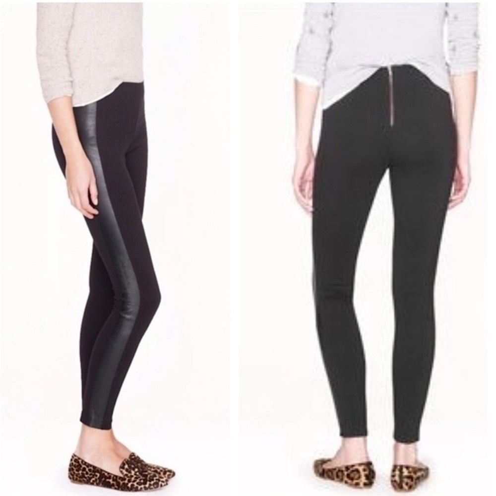 J Crew Leather Stripe Pixie Pant Black